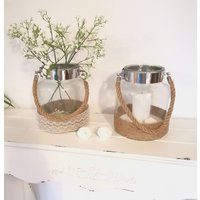 Windlicht, Windlicht Glas, Vase Vasen, Kerzenhalter "Sisal" Ff770214 von dekorIris