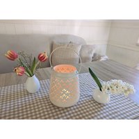 Windlicht Metall Creme, Laterne, Tischdeko, Kerzenständer, Teelichthalter 296Er von dekorIris