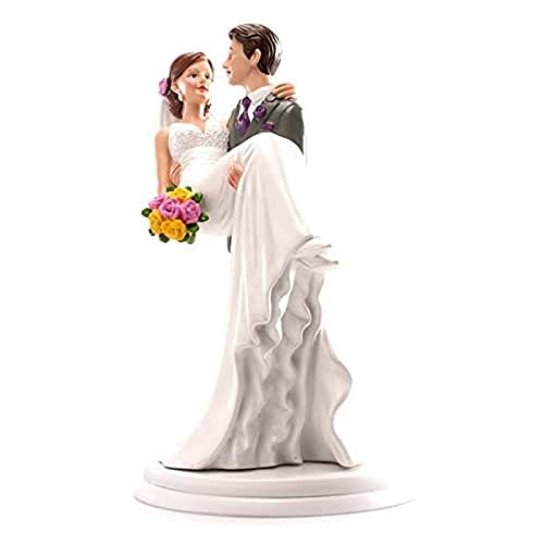 Dekora - Auf dem Arm Brautpaar Figur für Hochzeitstorte 20 cm, Schwarz/Weiß von dekora