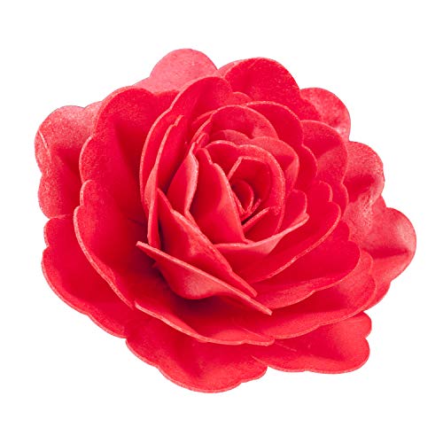 Dekora - Essbare Blumen für Tortendeko - Rote Waffelrose - Tortendeko Essbar - 12,5cm von dekora