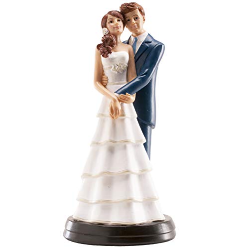 dekora 305060 - Umgreifendes Brautpaar Figur für Hochzeitstorte 18 cm, Schwarz/Weiß von dekora