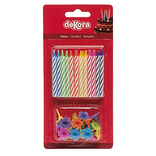 dekora Blister Originelle Geburstagskerze Set für Kerzen Deko von Assortierte Farben-Geburtstagskerze mit bunten Standfüßen, Wachs, Mehrfarbig, 18.5 x 8.9 x 1 cm von dekora