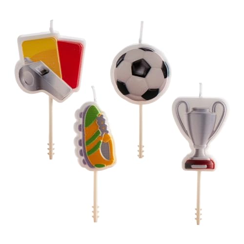 dekora Geburtstagskerzen mit Fußballmotiven, 8 cm, 4 einzigartige Modelle, Pfeife, Tasse, Fußball, Ball, Stiefel, perfekte Dekoration für Fußball-Fans dekora Geburtstagskerzen mit Fußballmotiven, 8 cm, 4 einzigartige Modelle, Pfeife, Tasse, Fußball, Ball, Stiefel, perfekte Dekoration für Fußball-Fans von dekora