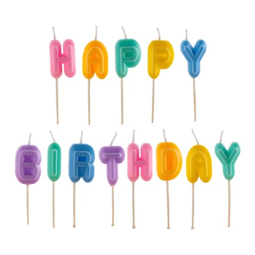 dekora - Happy Birthday Buchstabenkerzen 8 cm in Pastellfarben - Dekorieren Sie Ihren Kuchen mit Stil und Freude, perfekt für alle Geburtstagsfeiern von dekora