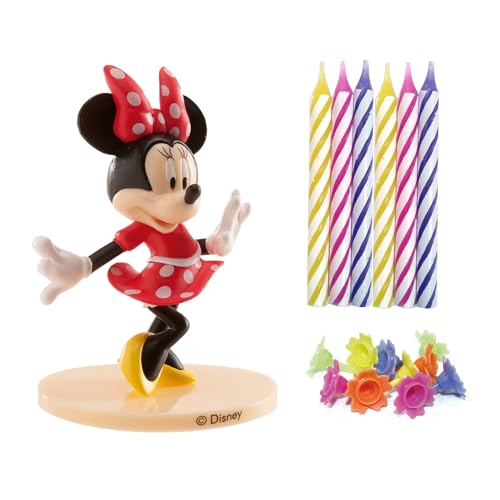 dekora - Kit Minnie Mouse PVC mit 10 Geburtstagskerzen - Kit zum Dekorieren von Geburtstagstorten - Attraktives Design - Set mit 1 Disney Minnie Mouse Figur und 10 Kerzen mit Sockel dekora - Kit Minnie Mouse PVC mit 10 Geburtstagskerzen - Kit zum Dekorieren von Geburtstagstorten - Attraktives Design - Set mit 1 Disney Minnie Mouse Figur und 10 Kerzen mit Sockel von dekora