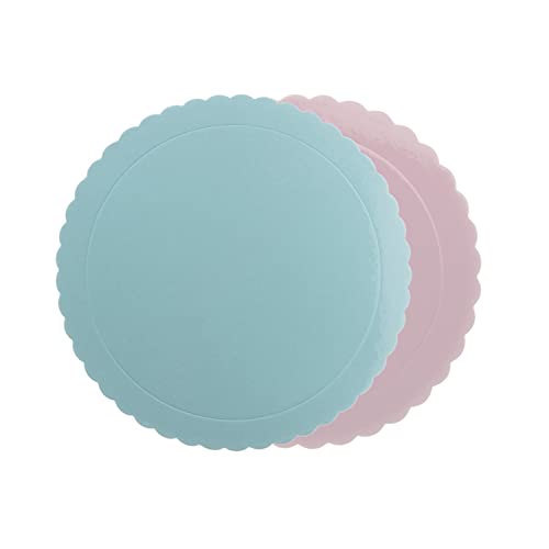dekora - Kuchenplatte | Tortenteller aus Pappe Doppelseitig Blau / Rosa - 35 cm von dekora
