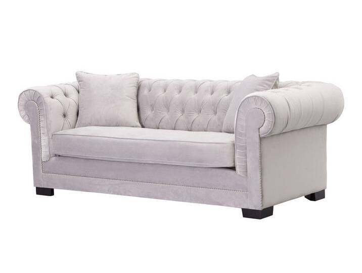 Dekoria Sofa Chesterfield Classic Velvet Light Grey 3-Sitzer von dekoria
