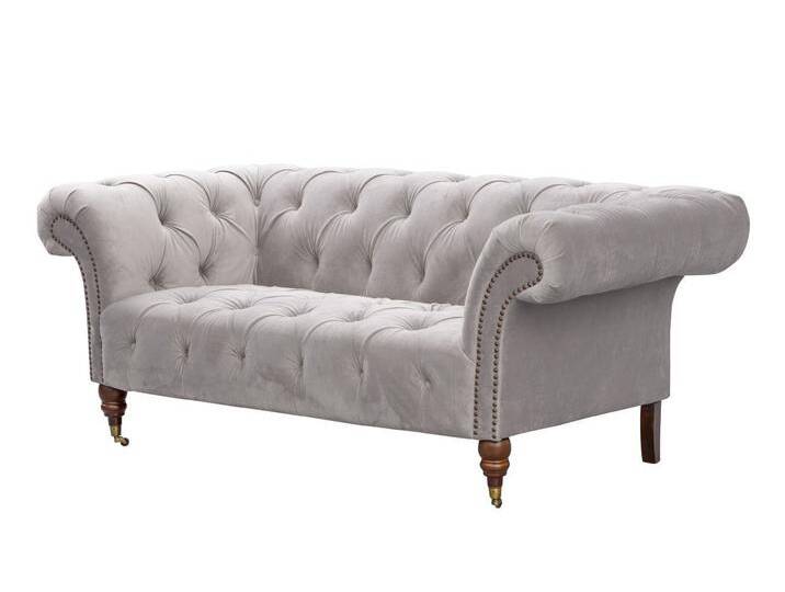 Dekoria Sofa Chesterfield Glamour Velvet Light Grey 2-Sitzer von dekoria