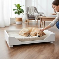 Hundebett Aus Holz Für Mittlere Und Große Hunde in Weiß - Hundekorb Hundesofa von dekorie67