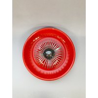 Seltene Space Age, Rote Metall Deckenlampe, Made in Hungary, 1970Er Jahre von dekorwell84