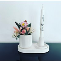 Ein Wunderschönes Set Zum Verschenken | Raysin Kerzenhalter Dekotablett Oval Trockenblumen von dekostaub