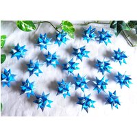20 Fröbelsterne Türkis-Silber 4 cm Sterne Weihnachten Advent Tischdeko von dekosterne