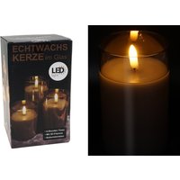 Led Kerze Timer Batterie Glas 10cm X 7, 5cm Echtwachs Wachs 3D Flamme Rauch Grau Oder Creme Windlicht Led Kerze Timer Batterie Glas 10cm X 7, 5cm Echtwachs Wachs 3D Flamme Rauch Grau Oder Creme Windlicht von dekotrend24