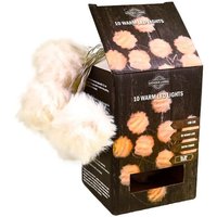 Led Lichterkette Warmweiß 10Er Batterie Timer Mit Pompons Bälle Weihnachten von dekotrend24