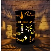 Metall Windlicht Teelichthalter Kerzenhalter Schwarz Gold Schrift Deutsch 10cm - 20cm von dekotrend24