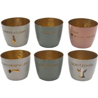 Windlicht Metall Laser Cut Teelichthalter Grau Rosa Blau Gold Spruch von dekotrend24