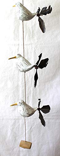 Möwen Windspiel aus Holz und Federn Propeller Länge 80cm von dekoundmeer
