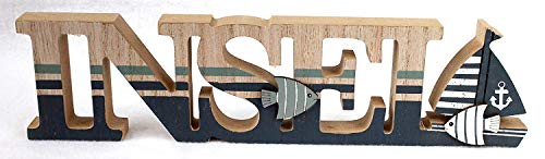 Schriftzug Insel 30 cm maritim dekoriert aus MDF von dekoundmeer