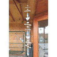 Treibholzkette 3 Anker Blau-Weiss 110 cm Länge Holz Stein Naturkordel von dekoundmeer