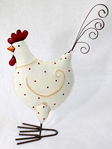 dekoundmeer EIN weißes Huhn aus Metall zur Dekoration Höhe 25 cm von dekoundmeer