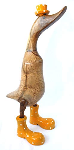 dekoundmeer Ente mit Stiefeln und Hut aus Holz 42cm Handarbeit Unikat von dekoundmeer