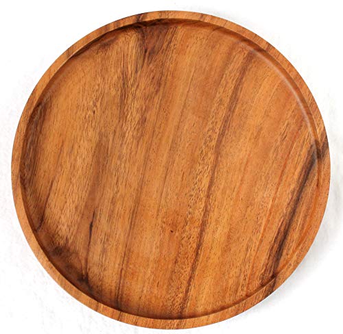 dekoundmeer Teller aus Holz rustikaler Rand 20, 25 und 30cm Durchmesser Akazienholz Handarbeit (Ø 25 cm) von dekoundmeer