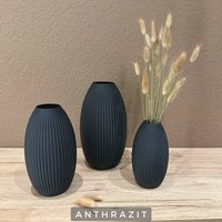 Dekovase/Blumenvase Und Vase Für Trockenblumen in 3D Druck - 16cm 20cm 24cm Anthrazit Schwarz von dekoup