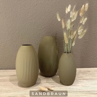 Dekovase/Blumenvase Und Vase Für Trockenblumen in 3D Druck - 16cm 20cm 24cm Hellbraun Beige von dekoup