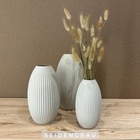 Dekovase/Blumenvase Und Vase Für Trockenblumen in 3D Druck - 16cm 20cm 24cm Hellgrau /Grau Seidengrau von dekoup
