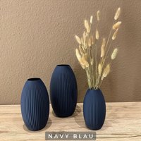Dekovase/Blumenvase Und Vase Für Trockenblumen in 3D Druck - 16cm 20cm 24cm Navy Blau von dekoup