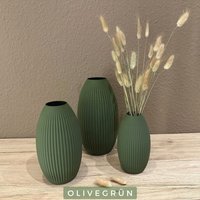 Dekovase/Blumenvase Und Vase Für Trockenblumen in 3D Druck - 16cm 20cm 24cm Olive Grün Dekovase/Blumenvase Und Vase Für Trockenblumen in 3D Druck - 16cm 20cm 24cm Olive Grün von dekoup