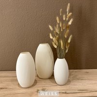 Dekovase/Blumenvase Und Vase Für Trockenblumen in 3D Druck - 16cm 20cm 24cm Weiss Weiß von dekoup
