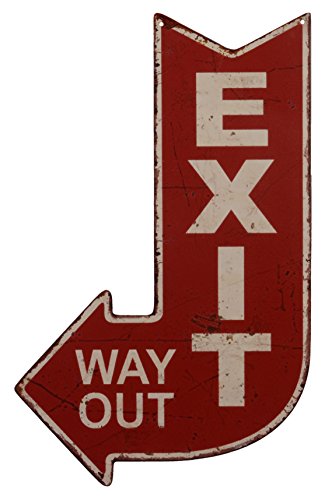 dekowonderland Blechschild Dekoschild Schild Exit Way Out Ausgang Pfeil Antikstil Retro 40x25cm von dekowonderland