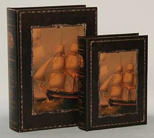 Buchbox 2er Set Buchatrappe Box Geldversteck Kiste Buchsafe Segelboot Schiff Geschenk Box Verpackung von dekowonderland