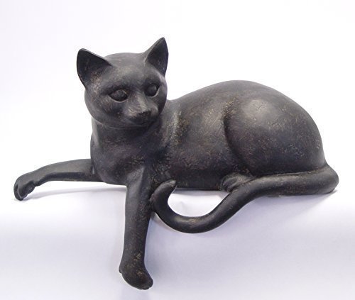 Dekofigur Figur Katze Kater liegend Kantenhocker Polyresin Antik Stil H 20 cm von dekowonderland