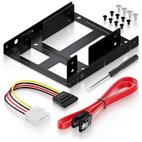 deleyCON Einbaurahmen für 2,5" Festplatte SSD auf 3,5" - Adapter Festplatten Einbau Rahmen (bis zu 2X 2,5" Festplatten HDD oder SSD) Wechselrahmen Halterung von deleyCON