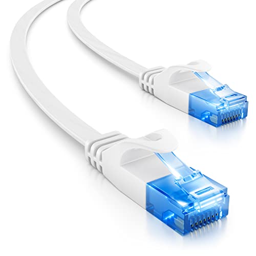 deleyCON 0,25m CAT6 Flaches Netzwerkkabel 1000 Mbit Gigabit LAN - Cat 6 RJ45 Ethernet Patchkabel Verlegekabel Flach - für Internet Switch Router Modem Patchpanel - Weiß von deleyCON