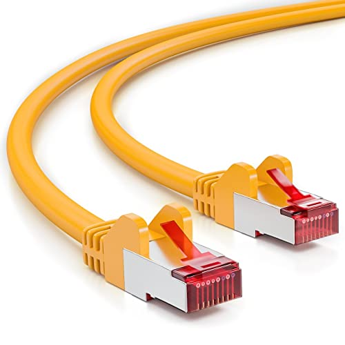 deleyCON 0,25m CAT6 Patchkabel S/FTP PIMF Schirmung CAT-6 RJ45 Netzwerkkabel Ethernetkabel LAN DSL Switch Router Modem Access Point Patchfelder - Gelb von deleyCON