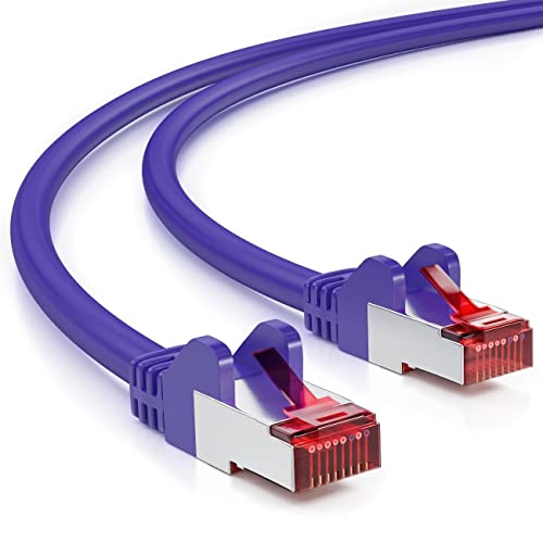 deleyCON 0,25m CAT6 Patchkabel S/FTP PIMF Schirmung CAT-6 RJ45 LAN DSL Netzwerkkabel Ethernetkabel Switch Router Modem Access Point Patchfelder - Violett/Lila von deleyCON
