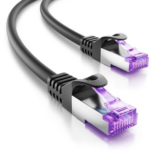 deleyCON 0,25m CAT7 Netzwerkkabel - 10 Gigabit - RJ45 Patchkabel Ethernet Kabel (Kupfer, SFTP PiMF Schirmung) - für Highspeed LAN DSL Switch Modem Router Patchpanel CAT7 CAT6 CAT5 - Schwarz von deleyCON