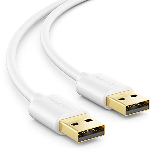 deleyCON 0,5m USB 2.0 High Speed Kabel Datenkabel - USB A-Stecker zu USB A-Stecker - Schnelle und Sichere Datenübertragung Passgenaue Stabile USB Stecker Abwärtskompatibel Weiß von deleyCON