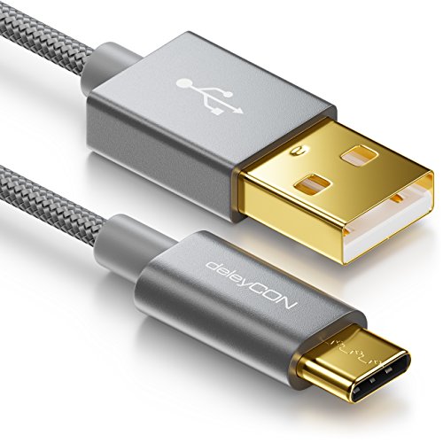 deleyCON 0,5m USB-C Kabel - Ladekabel Datenkabel - Nylon + Metallstecker - USB C auf USB A - Kompatibel mit Apple Samsung Google Huawei Xiaomi Tablet Laptop PC - Grau deleyCON 0,5m USB-C Kabel - Ladekabel Datenkabel - Nylon + Metallstecker - USB C auf USB A - Kompatibel mit Apple Samsung Google Huawei Xiaomi Tablet Laptop PC - Grau von deleyCON