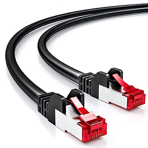 deleyCON 1,5m CAT6 Patchkabel S/FTP PIMF Schirmung CAT-6 RJ45 LAN DSL Netzwerkkabel Ethernetkabel Switch Router Modem Access Point Patchfelder - Schwarz von deleyCON