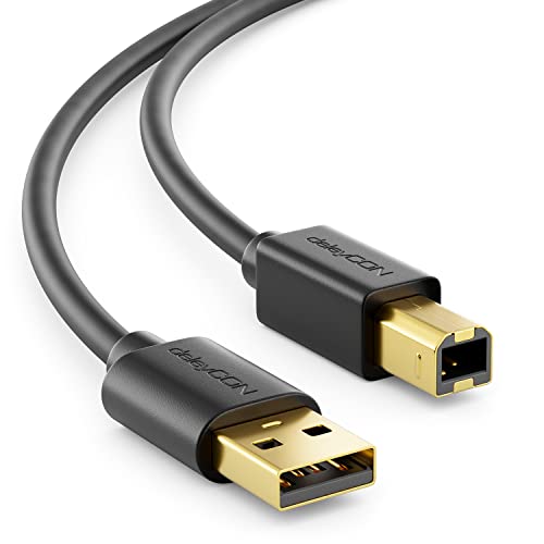 deleyCON 1,5m USB 2.0 Datenkabel Druckerkabel Scannerkabel - USB A-Stecker zu USB B-Stecker für Drucker Scanner Printer - Schwarz von deleyCON