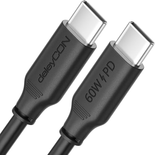 deleyCON 1,5m USB C Kabel PD3.0 (60W Schnellladekabel) USB-C auf USB-C Ladekabel für iPhone 16 15 Pro Max Samsung Galaxy S25 S24 S23 S22 Pixel iPad Pro MacBook Air Tablets Switch PS5 von deleyCON