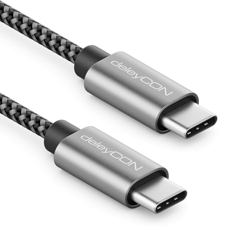deleyCON 1,5m USB C Kabel PD3.0 (60W Schnellladekabel) USB-C auf USB-C Ladekabel für iPhone 16 15 Pro Max Samsung Galaxy S25 S24 S23 S22 Pixel iPad Pro MacBook Air Tablets Switch PS5 von deleyCON
