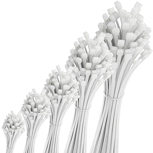 deleyCON 100 Stück Kabelbinder 200 mm x 4,8 mm (20 cm x 0,48 cm) Kunststoff Kabel Binder Kabelhalter Kabelfixierung Sehr hohe Zugkraft und Reißfestigkeit Haushalt & Gewerbe Weiß von deleyCON
