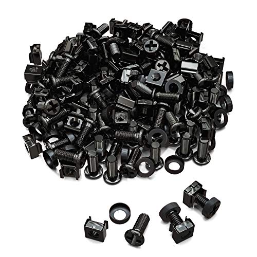 deleyCON 100x M6 Käfigmuttern Schrauben Set für Netzwerkschränke - 100er Set Patchpanel Racks Servergehäuse 19 Zoll 10 Zoll Montagesatz Stahl - Schwarz von deleyCON