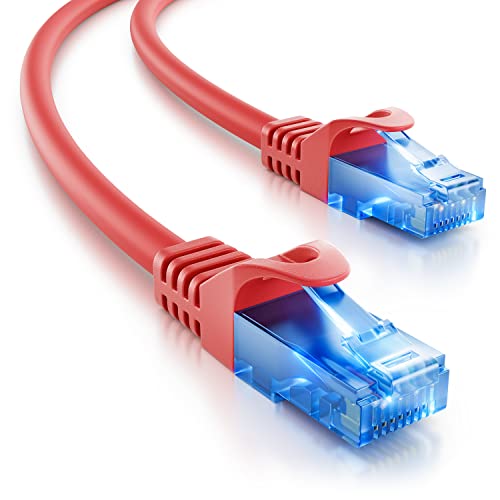 deleyCON 10m CAT.6 Ethernet Gigabit Lan Netzwerkkabel RJ45 CAT6 Kabel Patchkabel U/UTP Kompatibel zu CAT.5 CAT.5e CAT.6a Cat.7 - Rot von deleyCON