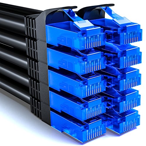 deleyCON 10x 0,25m CAT6 Netzwerkkabel Set - U-UTP RJ45 CAT-6 LAN Kabel Patchkabel Ethernetkabel DSL Switch Router Modem Repeater Patchpanel - Schwarz von deleyCON